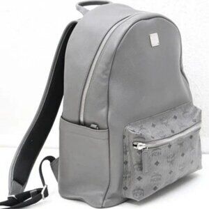MCM Large Stark Visetos Backpack - Gray/Silver